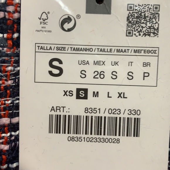 NWT Zara Tweed Blouse with Organza Sleeves Size S. - Picture 6 of 9